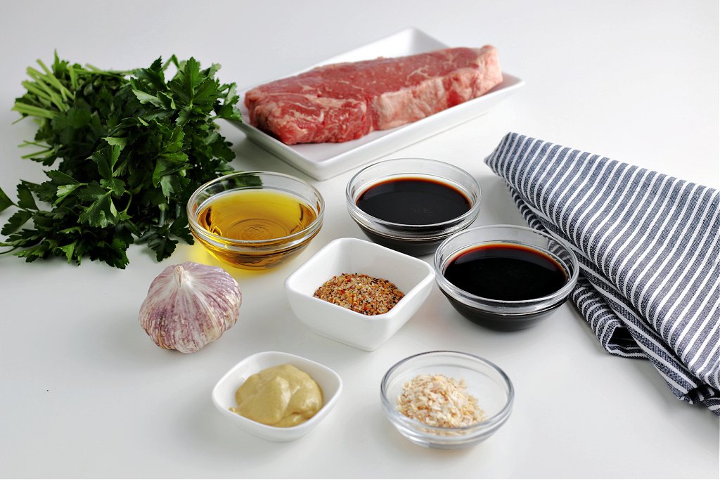 Ingrédients pour une marinade de steak